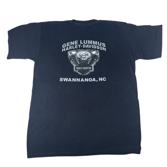 Vintage Harley Davidson Shirt Men Size L Black Graphic Motor Cycle Swannanoa NC - Picture 2 of 4